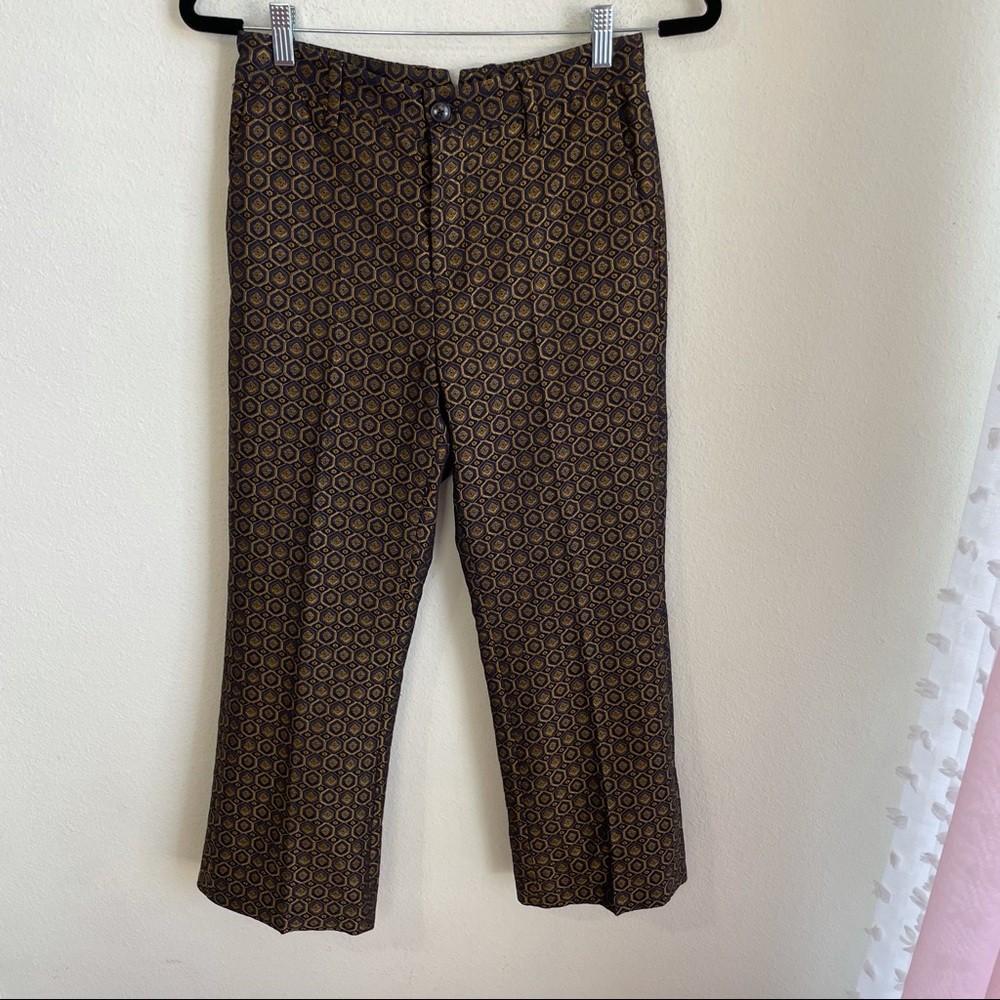 Closed Gold & Black Jacquard Geometric Cropped Pants